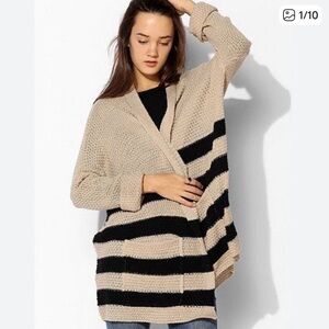 BDG Beige and Black Striped Cardigan